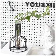 Wazony i flakony - Wazon hydroponiczny, przezroczysty, dekoracyjny, przezroczysty, czarny, żelazny wazon z plastikowym wnętrzem, zestaw 2 szt. - miniaturka - grafika 1