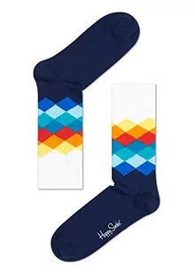 Happy Socks Faded Diamond, kolorowe i zabawne, Skarpety dla kobiet i mężczyzn, Niebieski-Pomarańczowy-Czerwony-Turkus-Biały-Żółty (41-46) - Skarpetki męskie - miniaturka - grafika 1
