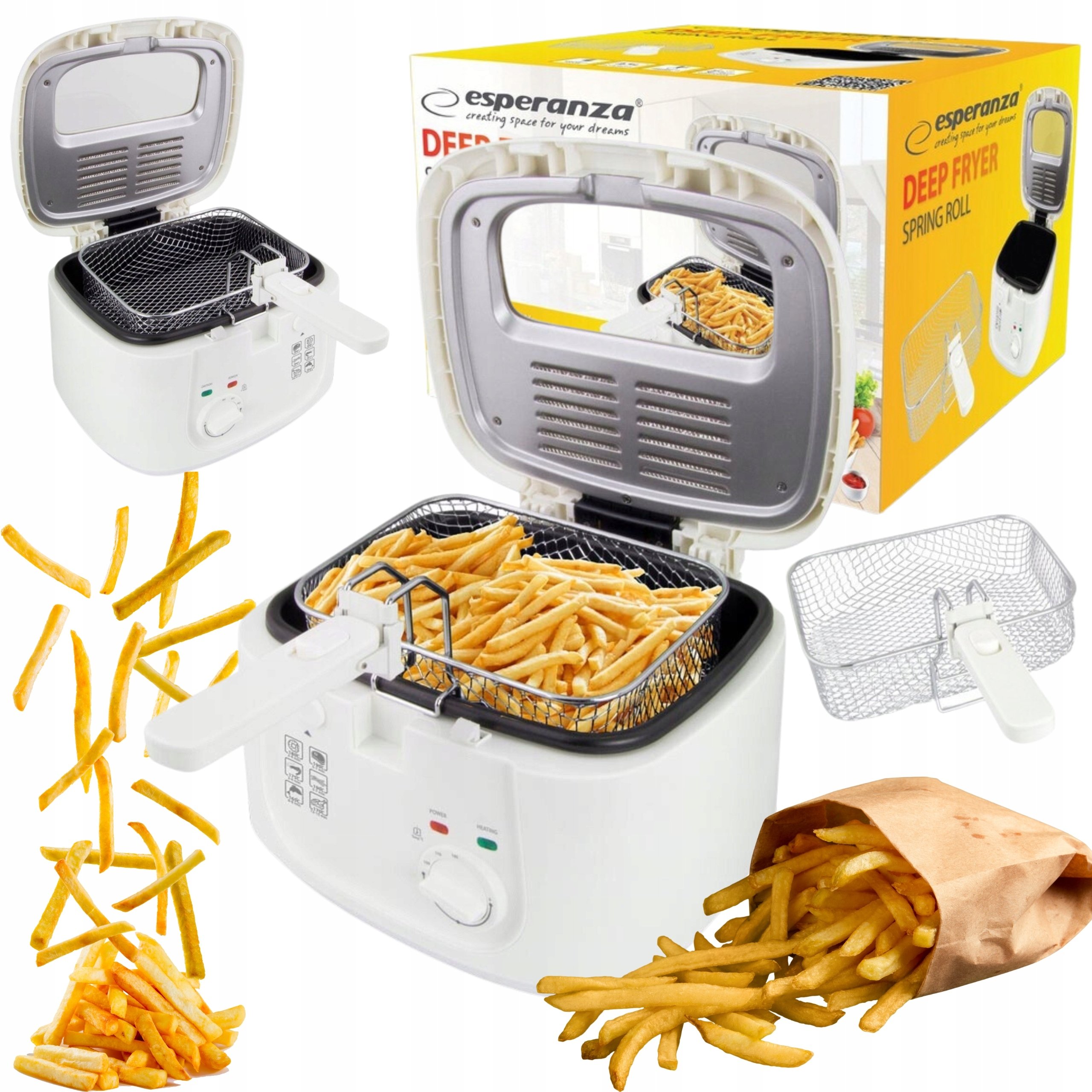 Duża Mocna Frytkownica Olejowa Tradycyjna Frytownica 1800W Frytki Kurczak