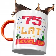 Kubki - Kubek Pomarańczowy na Urodziny 75 75te 75-te z Nadrukiem ze Zdjęciem + Opakowanie na prezent (wzór 04) - miniaturka - grafika 1