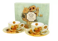 Filiżanki - Filiżanki do espresso porcelanowe ze spodkami DUO Sunflowers Vincent Van Gogh 90 ml 2 szt - miniaturka - grafika 1