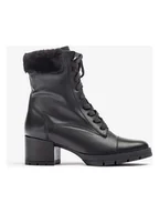 Botki damskie - Unisa Skórzane botki w kolorze czarnym - miniaturka - grafika 1