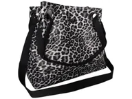 Torebki damskie - Torebka Damska Shopper Z Przegrodą Duża Czarna Torba Na Ramię, Panterka - miniaturka - grafika 1