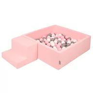 Suche baseny - KiddyMoon Piankowy plac zabaw PPZP-KW30D-122 z piłeczkami różowy: biały-szary-pudrowy róż basen 200/schodek - miniaturka - grafika 1