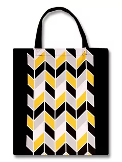 Torby i wózki na zakupy - Torba bawełniana Geometric Yellow + czarny - grafika 1