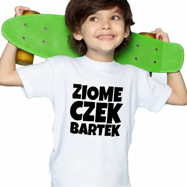 T-Shirt Biały Koszulka Dziecięca roz. 152 ZIOMECZEK Imię KREATOR