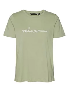 Koszulki i topy damskie - VERO MODA Women's VMROJAOLLY SS top Box JRS T-Shirt, Reseda/nadruk: Relax, M, Reseda/Print: relax, M - grafika 1