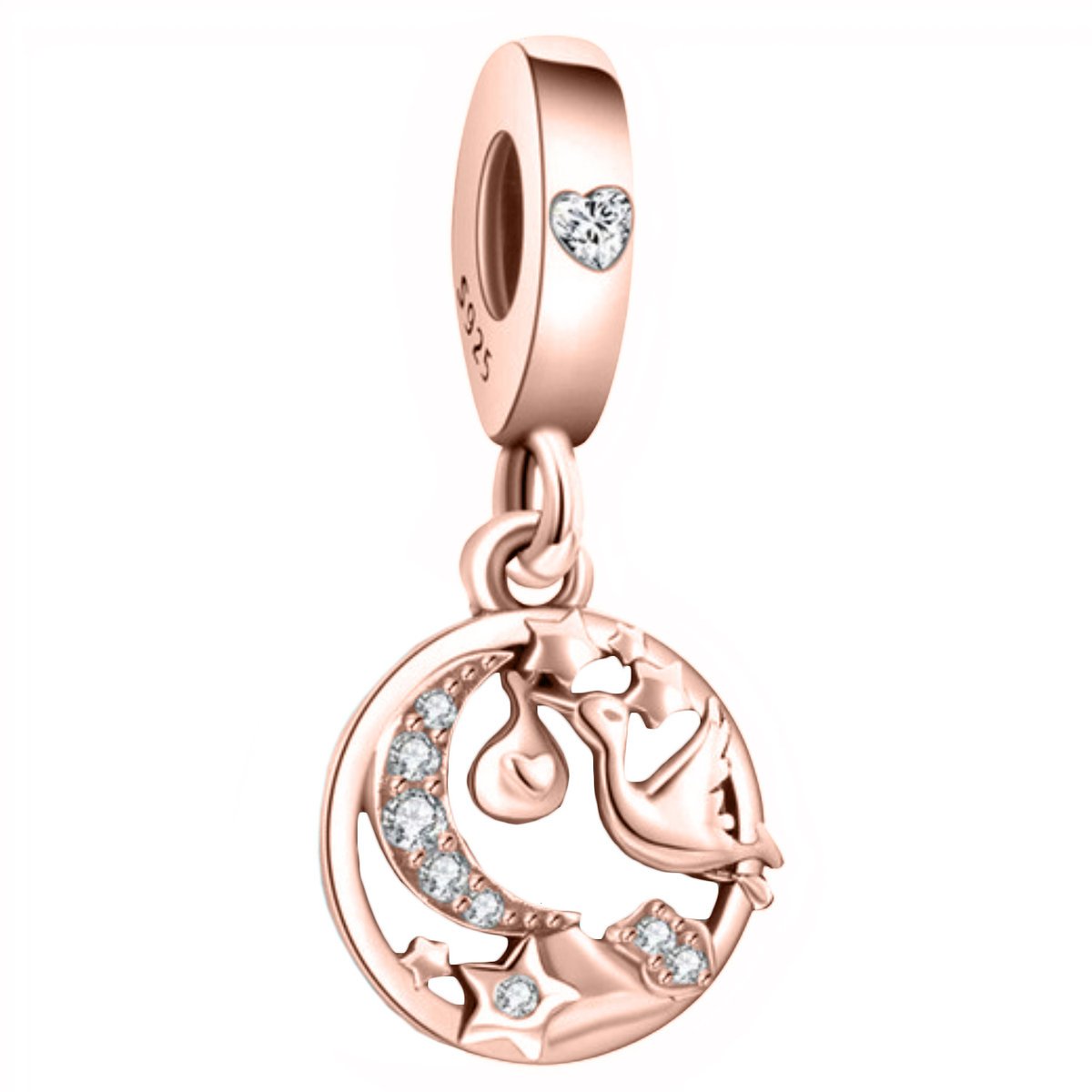 Charms Pozłacany Narodziny Dziecka Księżyc Birthday Moon SREBRO 925
