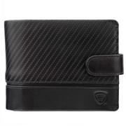 Portfele - Zapinany portfel męski skórzany z ochroną RFID BLOCK (czarny, carbon) - miniaturka - grafika 1
