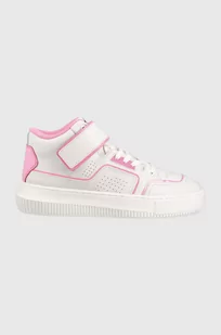 Calvin Klein Jeans sneakersy skórzane Chunky Cupsole Laceup Mid YW0YW00691.0LA kolor biały - Sneakersy damskie - miniaturka - grafika 1