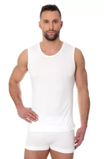 Koszulki sportowe męskie - Bezrękawnik męski bawełniany Brubeck Comfort Cotton SL00068A biały - grafika 1
