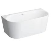 Wanny - Polimat Wanna przyścienna Sola 150x75 cm owalna biały mat syfon chrom 00655 - miniaturka - grafika 1