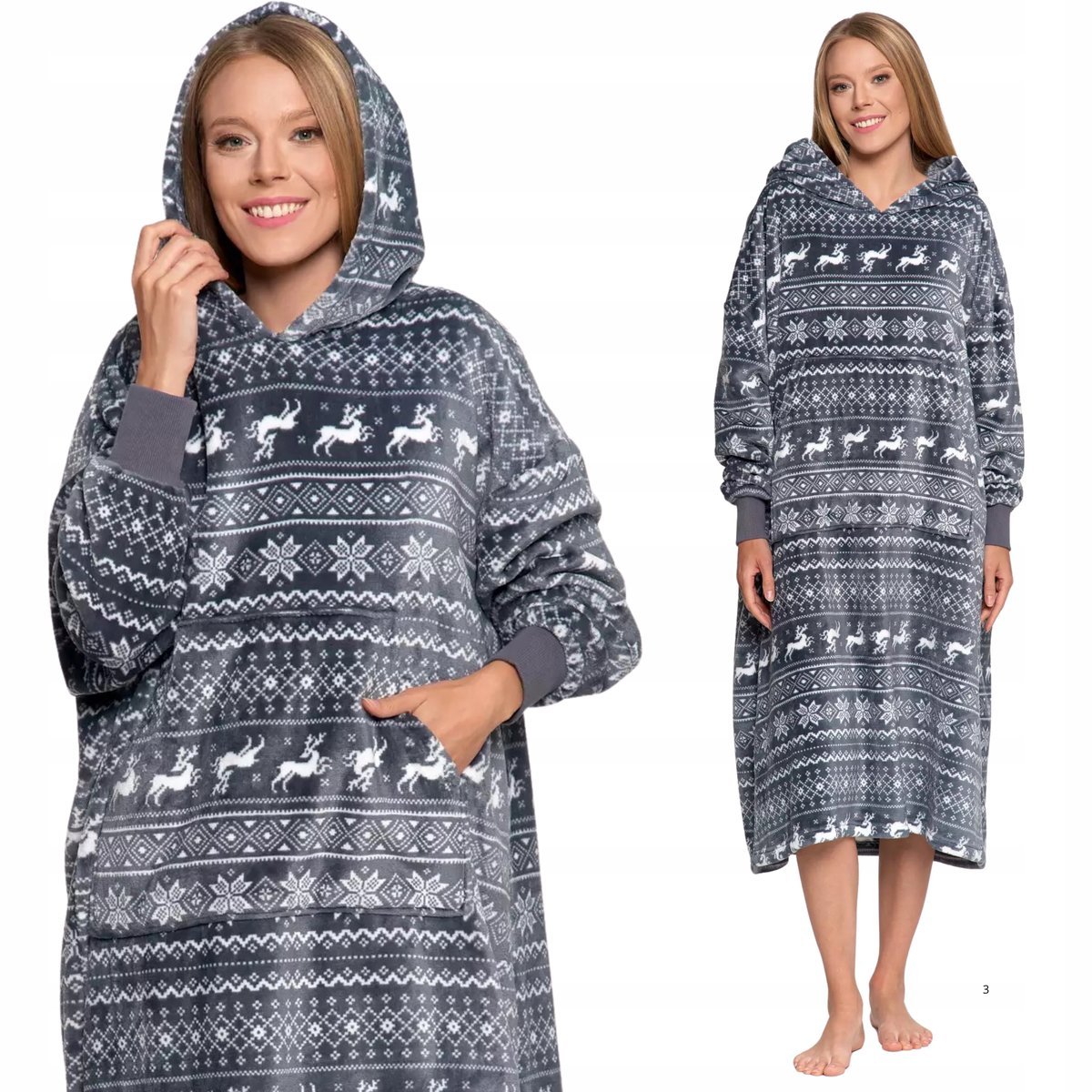 CIEPŁA KOCOBLUZA DAMSKA Z KAPTUREM I KIESZENIĄ BLUZA KOC UNISIZE MORAJ