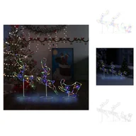 Oświetlenie świąteczne - vidaXL Dekoracja świąteczna LED renifer i sanie akrylowe 260x21x87 cm Kolorowe - lampki choinkowe - miniaturka - grafika 1