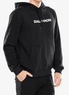 Bluzy sportowe męskie - Bluza z kapturem Salomon Logo Perf HD - deep black - miniaturka - grafika 1