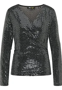 MYMO AT NIGHT Damski top, srebrno-czarny, XS, srebrny czarny, XS - Koszulki i topy damskie - miniaturka - grafika 1