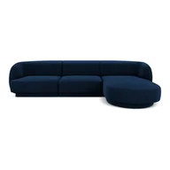 Narożniki - Niebieska aksamitna sofa narożna (prawy narożnik) Miley - Micadoni Home - miniaturka - grafika 1