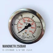 Akcesoria do myjek - Manometr 0-250 bar podłączenie tylne 1/4"GZ - miniaturka - grafika 1