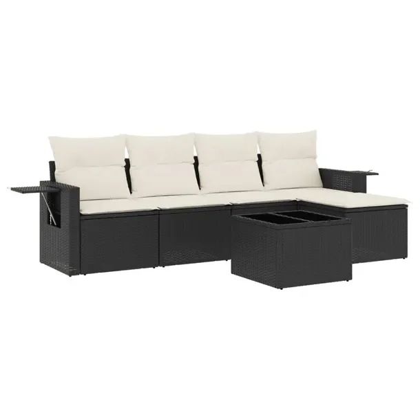 Zestaw mebli ogrodowych rattan PE czarny, wymiary: 55x62x69 cm, stół 55x5