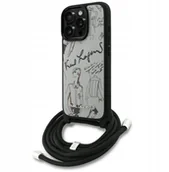 Etui i futerały do telefonów - Etui Karl Lagerfeld Crossbody Grained Pattern & Logo do iPhone 16 Pro szary - miniaturka - grafika 1