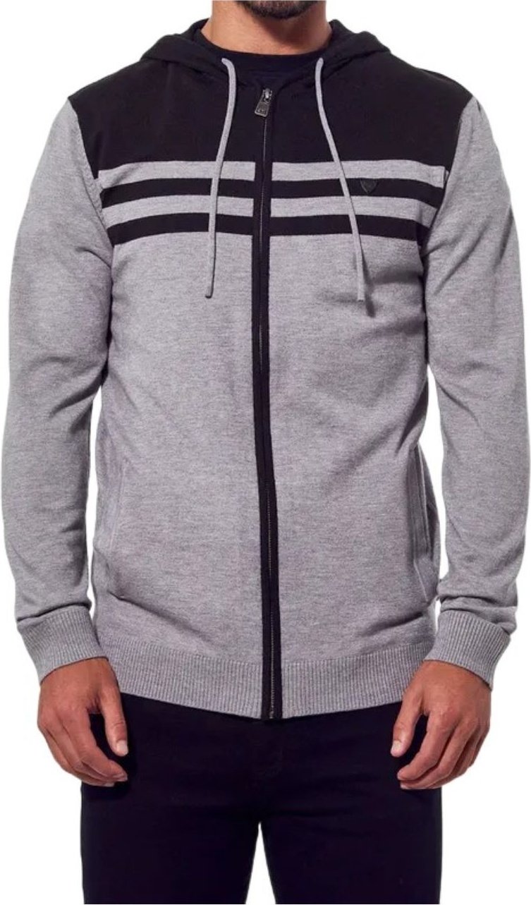 Sweter męski Kaporal Aurel rozsuwany szary z kapturem M