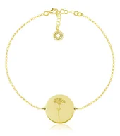 Bransoletki - Kwiaty Polskie - Bransoletka z Niezapominajką 24k złocenie - Grawer - miniaturka - grafika 1