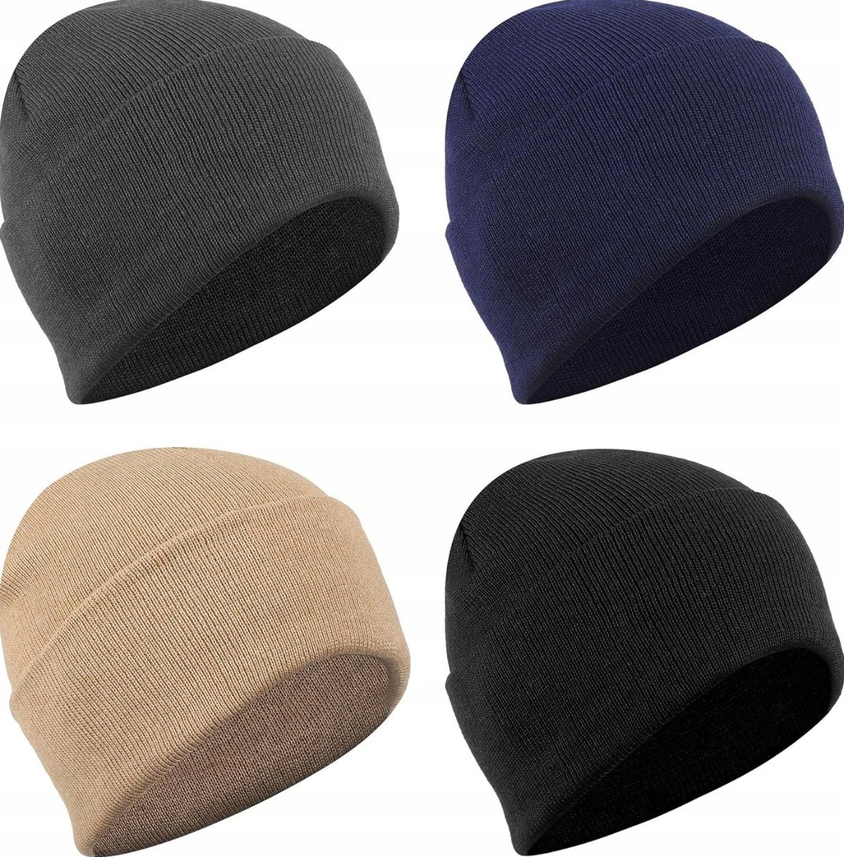 Czapka 4 sztuki akrylowa dzianinowa unisex zimowa lekka oddychająca zestaw