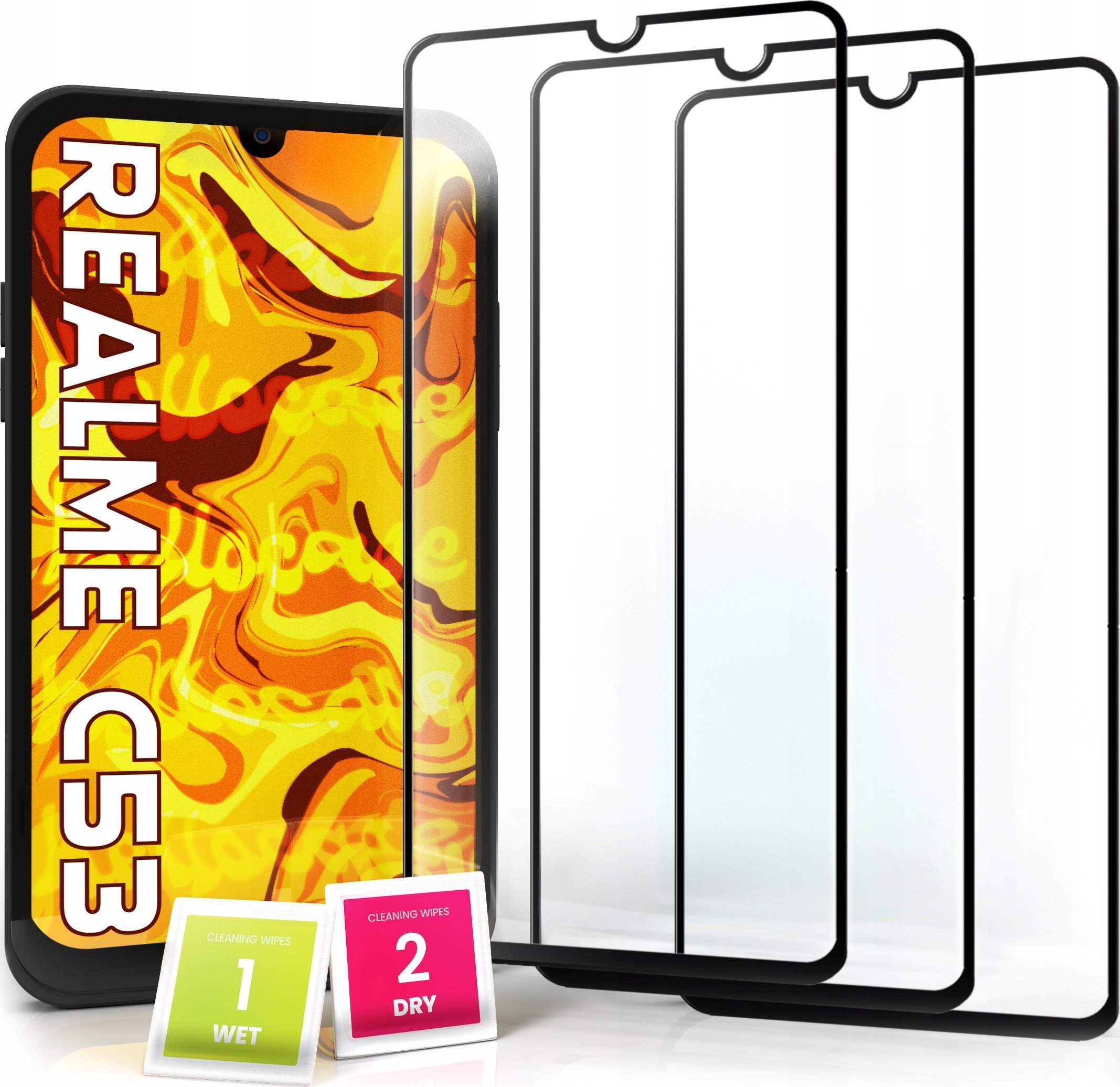 3-pak SZKŁO HARTOWANE DO REALME C53 / C63 9H 5D PEŁNE SZKIEŁKO OCHRONNE