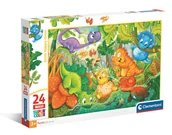 Puzzle - Clementoni, Puzzle, Maxi Super Kolor, Dinos Happy Oasis, 24 el. - miniaturka - grafika 1