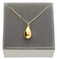 Bransoletki - Złoty naszyjnik elegancki z gładką łezką łańcuszek łezka sopel 925 - miniaturka - grafika 1