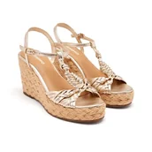 Espadryle damskie - GIOSEPPO CASTINE Sandały na koturnie espadryle damskie, platyna, 37 EU, Platyna, 37 EU - miniaturka - grafika 1