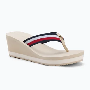 Japonki damskie Tommy Hilfiger Corporate Wedge Beach Sandal muslin - Klapki i japonki damskie - miniaturka - grafika 1