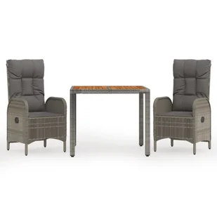 3-cz. zestaw wypoczynkowy do ogrodu, poduszki, szary rattan PE - Meble ogrodowe 3-cz. zestaw wypoczynkowy do ogrodu, poduszki, szary rattan PE - Meble ogrodowe - miniaturka - grafika 3