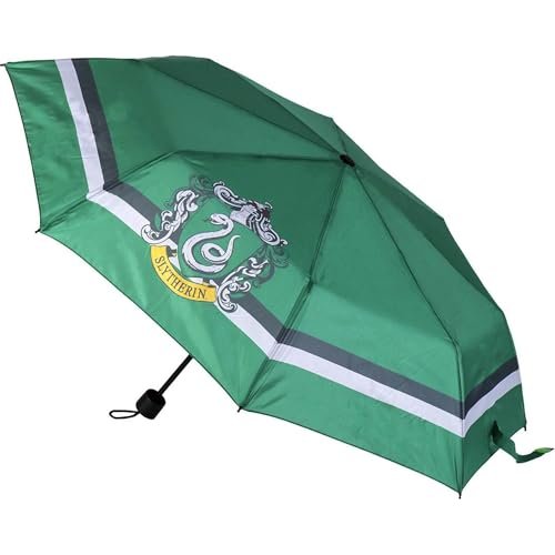 CERDÁ LIFE'S LITTLE MOMENTS Harry Potter parasol dla młodzieży i dorosłych – odporny na wiatr parasol z eleganckim wzornictwem Hogwartu i automatycznym otwieraniem, Slytherin, Standard