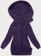 Bluzy damskie - LUŹNA DŁUGA BLUZA DAMSKA ZE ŚCIĄGACZAMI FIOLETOWA (AMG-332A) - LHD - miniaturka - grafika 1
