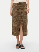 Spódnice - Vero Moda Spódnica jeansowa Veri 10331065 Brązowy Regular Fit - miniaturka - grafika 1
