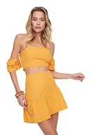 Koszulki i topy damskie - TRENDYOL Carmen kraag Volume popeline onderaan top pak Skirt Set, pomarańczowy, 40 EU, pomarańczowy, 40 - miniaturka - grafika 1