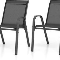 Fotele i krzesła ogrodowe - Zestaw 2 Sztuk Składanych Krzeseł Ogrodowych, Wygodny Fotel Ogrodowy z Podłokietnikami i Oparciem, Krzesło Ogrodowe (56x70x84 cm, Czarne, 2 Sztuki) - miniaturka - grafika 1