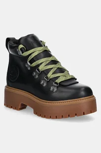 Timberland workery skórzane Stone Street damskie kolor czarny na płaskim obcasie TB0A27VJW021 - Botki damskie - miniaturka - grafika 1
