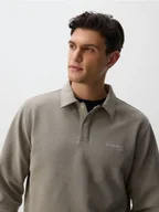 Dresy męskie - Reserved - Bluza z kołnierzem - beżowy - miniaturka - grafika 1