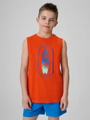 Koszulki dla chłopców - 4F Koszulka bez rękawów regular z nadrukiem chłopięca - czerwona 164 (13-14 lat) - miniaturka - grafika 1
