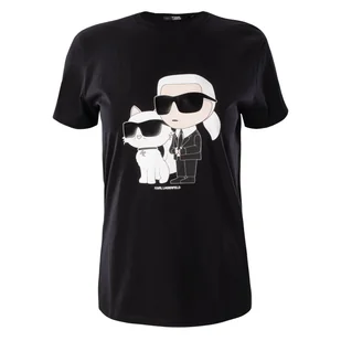 Damska Koszulka z krótkim rękawem KARL LAGERFELD IKONIK 2.0 T-SHIRT 230W1704-999 – Czarny - Koszulki i topy damskie - miniaturka - grafika 1