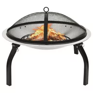 Paleniska ogrodowe - VidaXL Lumarko Palenisko i grill 2-w-1, z pogrzebaczem, 56x56x49 cm, stal! 313353 VidaXL - miniaturka - grafika 1