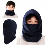 Czapki damskie - KAPTUR CIEPŁA KOMINIARKA DZIECIĘCA ZIMOWA SPORTOWA CZAPKA DLA DZIECI GRANAT - miniaturka - grafika 1