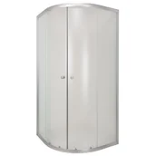 Kabiny prysznicowe - Invena Vitoria Kabina prysznicowa półokrągła 90x90x180 cm drzwi przesuwne, profile chrom, satyna, szkło mrożone AK-49-196-O - miniaturka - grafika 1