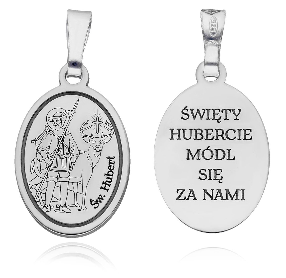 Srebrny medalik rodowany Św. Hubert MDC100R
