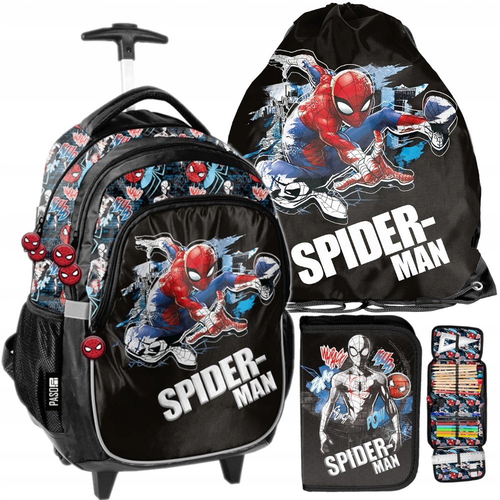 Plecak szkolny na kółkach dla chłopca tornister Spiderman Zestaw do szkoły