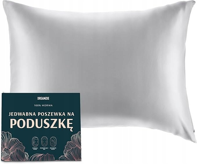 JEDWABNA POSZEWKA NA PODUSZKĘ 40x60 SREBRNY JEDWAB NATURALNY