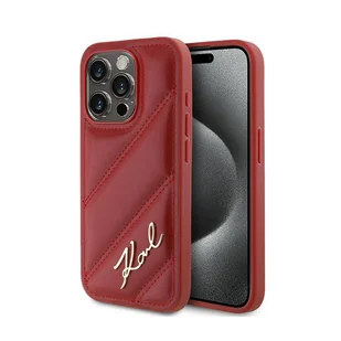 Karl Lagerfeld Diagonal Quilted Script - Etui iPhone 15 Pro Max (czerwony) - Etui i futerały do telefonów - miniaturka - grafika 1