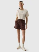 Spodenki damskie - Spodenki dresowe damskie 4F 4FWSS24TSHOF350-80S Brązowy - miniaturka - grafika 1